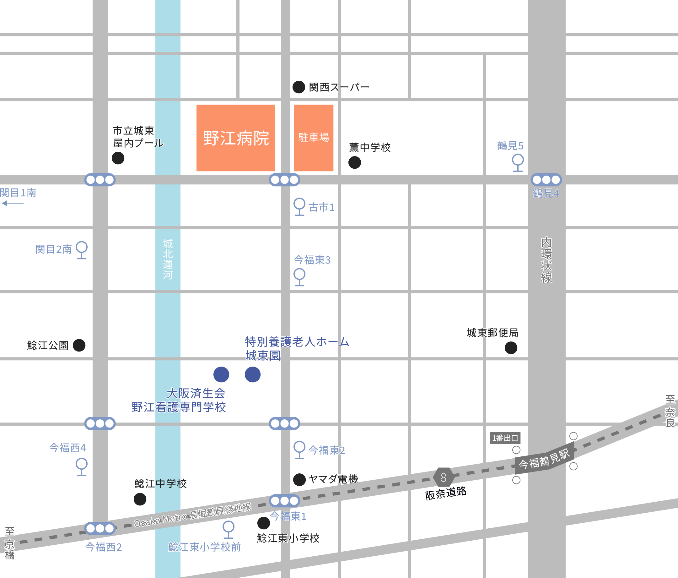野江病院までの交通案内